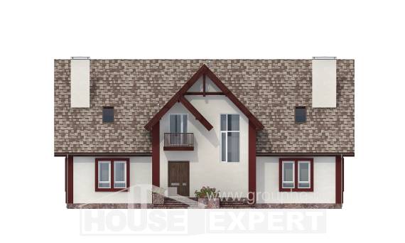 300-008-Л Проект двухэтажного дома мансардный этаж, гараж, классический коттедж из твинблока Инта, House Expert