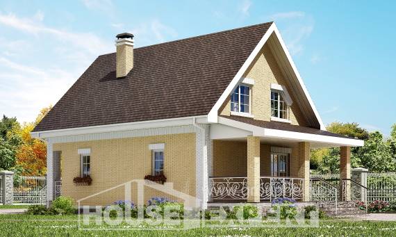 130-004-П Проект двухэтажного дома мансардой, уютный загородный дом из твинблока Печора, House Expert