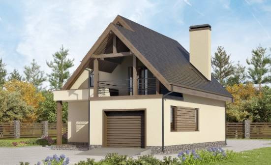 120-005-Л Проект двухэтажного дома мансардой, гараж, бюджетный домик из поризованных блоков Усинск | Проекты домов от House Expert