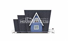 100-002-П Проект двухэтажного дома мансардный этаж, простой домик из дерева Печора, House Expert