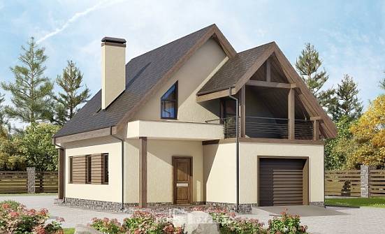 120-005-Л Проект двухэтажного дома мансардой, гараж, бюджетный домик из поризованных блоков Усинск | Проекты домов от House Expert