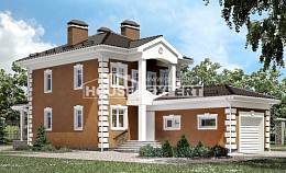 150-006-П Проект двухэтажного дома и гаражом, бюджетный дом из твинблока Инта, House Expert